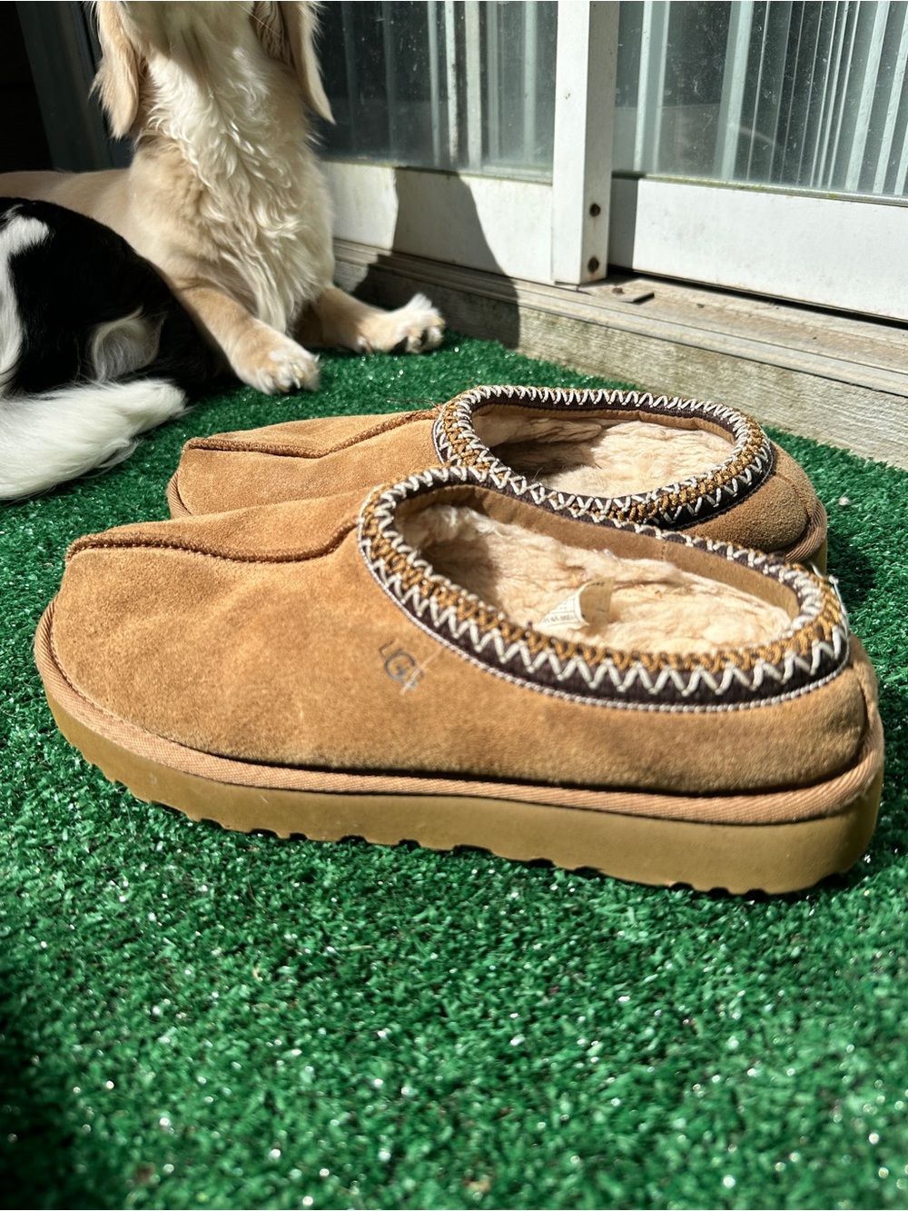 UGG Chestnut Suede Slip-On Shearling Lined Loafers